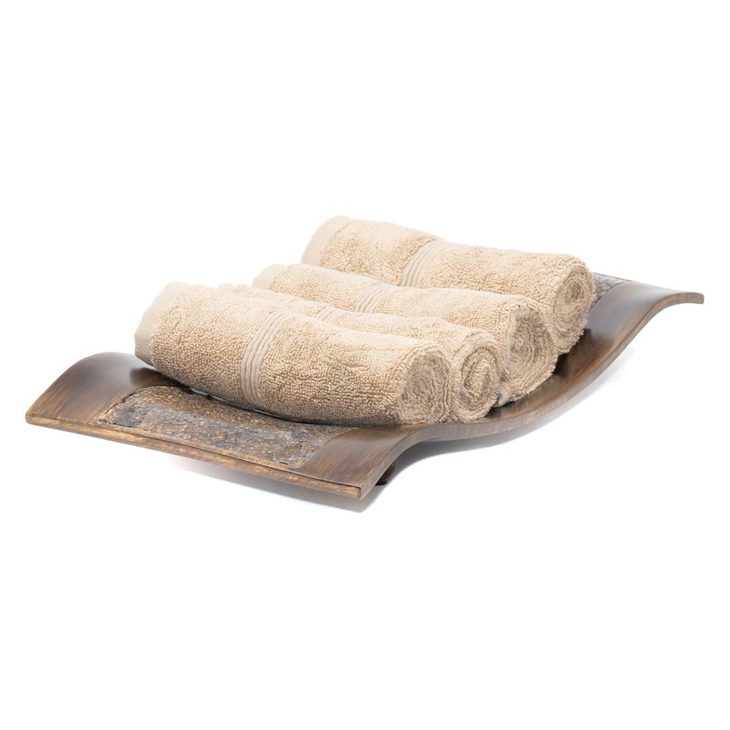 Mosobam Luxury Turkish Towels Set of 4 Washcloths 13X13 Light Taupe 700 GSM Bamboo Viscose & Aegean Turkish Combed Cotton - Image 1